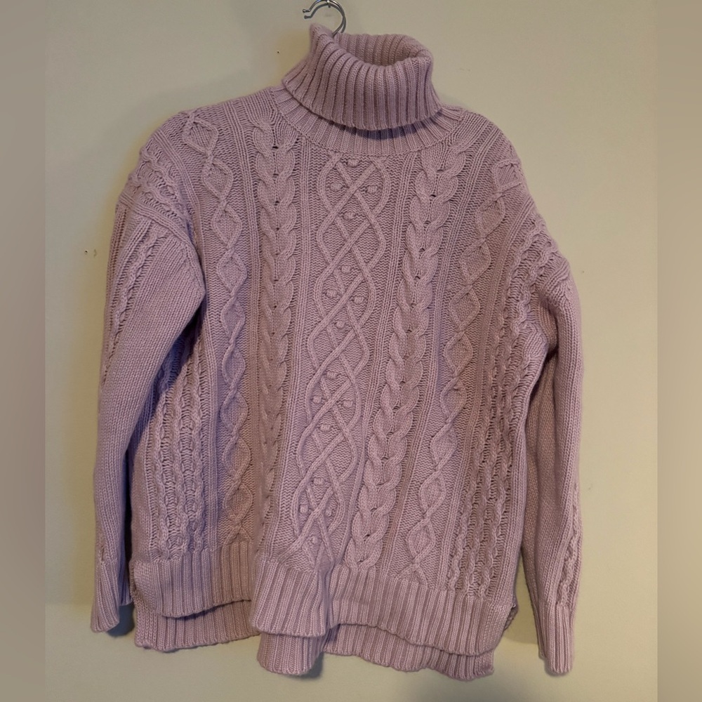 GUC Tuckernuck Lilac Cable Knit Turtleneck Sweater Size Large